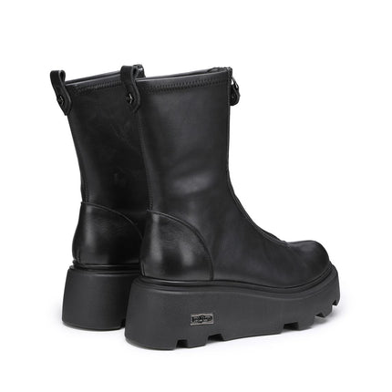 Stivaletti Cult con Zeppa in Pelle Nero - MARIO SPATARELLA