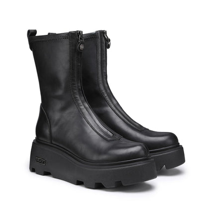 Stivaletti Cult con Zeppa in Pelle Nero - MARIO SPATARELLA