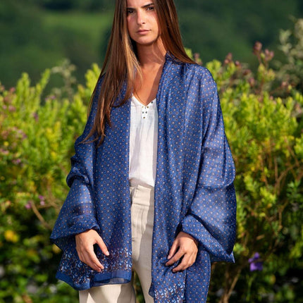Foulard Pareo in Seta Stampa Blu - MARIO SPATARELLA