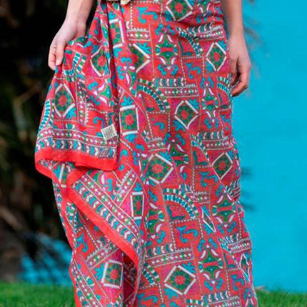 Foulard Pareo in Cotone Stampato Fantasia Rosso - MARIO SPATARELLA