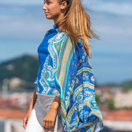 Foulard in Lana Misto Seta Blu - MARIO SPATARELLA