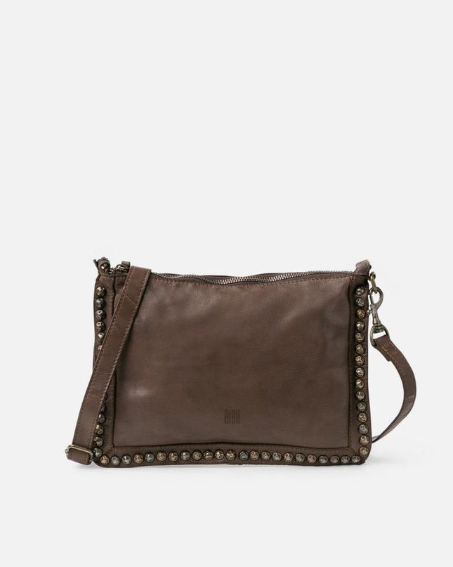 Biba Pochette con Borchie e Tracolla in Pelle Marrone - MARIO SPATARELLA