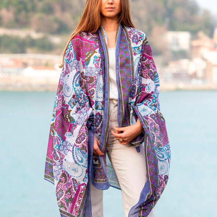 Foulard Pareo in Cotone Stampato Fantasia Viola - MARIO SPATARELLA