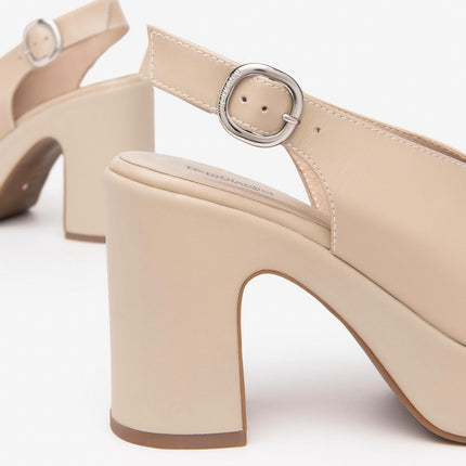 Nero Giardini Sandali Donna Spuntato con Tacco e Plateau in Pelle Lino - MARIO SPATARELLA