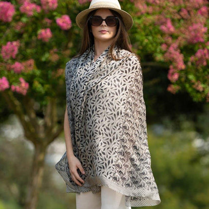 Foulard Pareo in Seta Stampa Nero - MARIO SPATARELLA