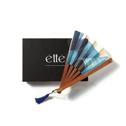 Ventaglio in Legno e Cotone Blu - MARIO SPATARELLA