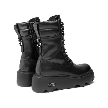 Anfibi Cult Donna con Zeppa in Pelle Nero - MARIO SPATARELLA