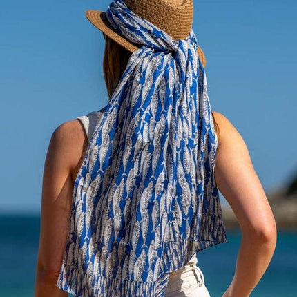 Foulard in Cotone Stampato Fantasia Blu - MARIO SPATARELLA