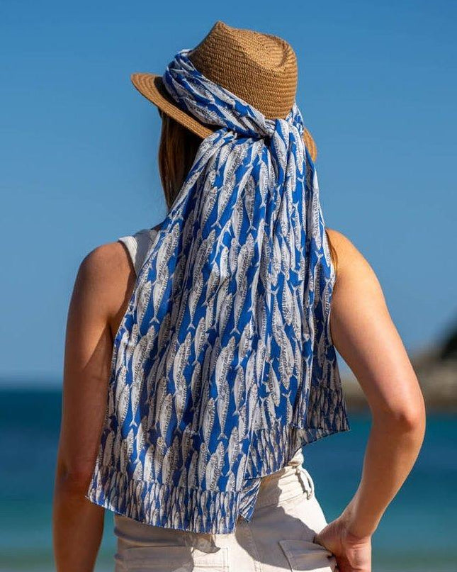 Foulard in Cotone Stampato Fantasia Blu - MARIO SPATARELLA