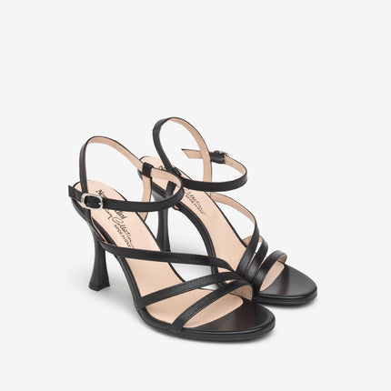 Nero Giardini Sandali Donna Tacco Alto Rocchetto in Pelle Nera - MARIO SPATARELLA