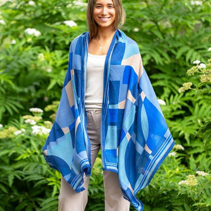 Foulard in Lana Misto Seta Blu - MARIO SPATARELLA