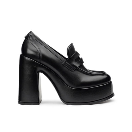 Mocassini Cult Donna con Tacco e Plateau in Pelle Nero - MARIO SPATARELLA