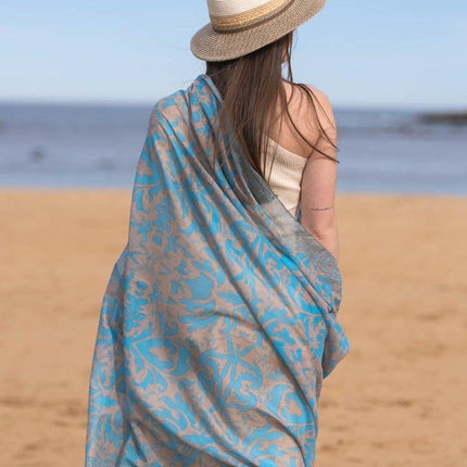 Foulard Pareo in Cotone Stampato Fantasia Beige - MARIO SPATARELLA