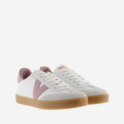 Victoria Sneakers Donna Bassa Pelle Bianco Rosa - MARIO SPATARELLA