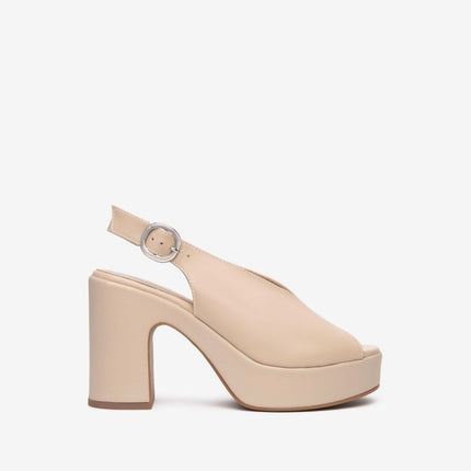 Nero Giardini Sandali Donna Spuntato con Tacco e Plateau in Pelle Lino - MARIO SPATARELLA