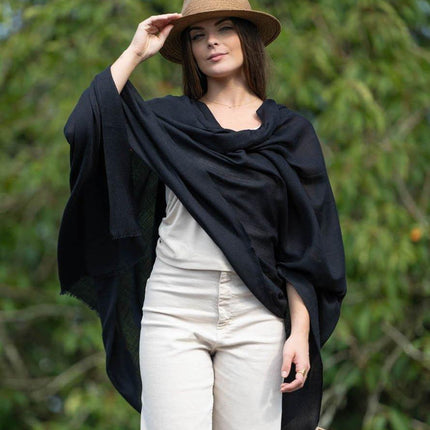 Scialle Lana Misto Seta Nero - MARIO SPATARELLA