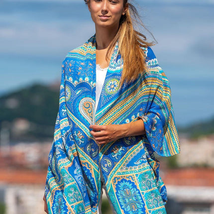 Foulard in Lana Misto Seta Blu - MARIO SPATARELLA