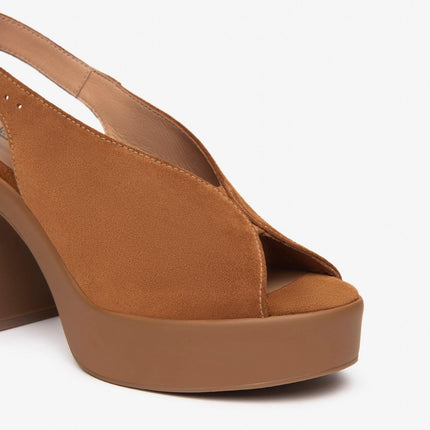 Nero Giardini Sandali Donna Spuntato con Tacco e Plateau in Camoscio Tabacco - MARIO SPATARELLA