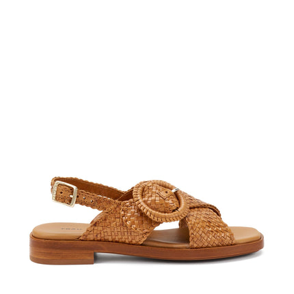 Frau Sandali Donna Bassi in Pelle Intrecciata Cuoio - MARIO SPATARELLA