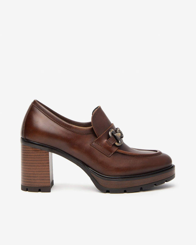 Nero Giardini Mocassini Donna con Tacco in Pelle Marrone - MARIO SPATARELLA