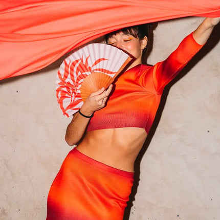 Ventaglio in Legno e Cotone Fantasia - MARIO SPATARELLA