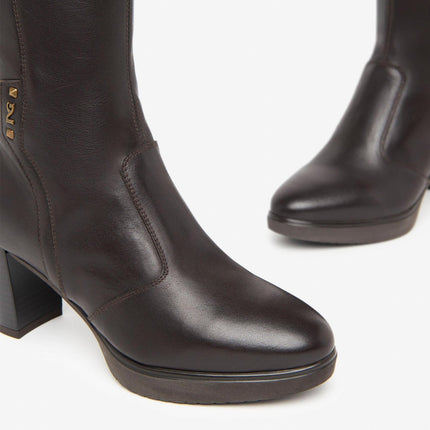 Nero Giardini Stivali Donna con Tacco Pelle Marrone - MARIO SPATARELLA