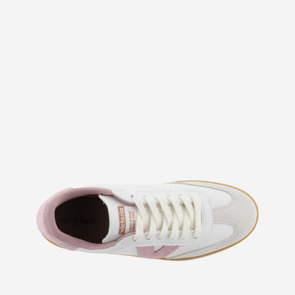 Victoria Sneakers Donna Bassa Pelle Bianco Rosa - MARIO SPATARELLA