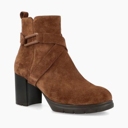 Impronte Stivaletti Donna con Tacco in Camoscio Cognac - MARIO SPATARELLA