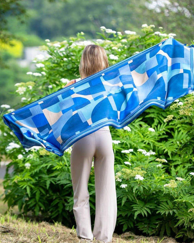 Foulard in Lana Misto Seta Blu - MARIO SPATARELLA