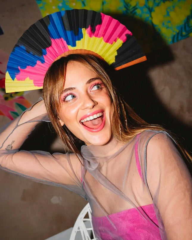 Ventaglio in Legno e Cotone Fantasia - MARIO SPATARELLA