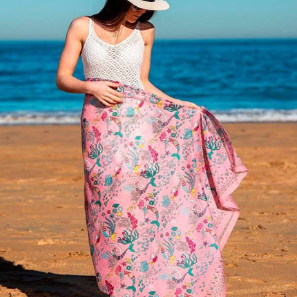 Foulard Pareo in Cotone Stampato Fantasia Rosa - MARIO SPATARELLA
