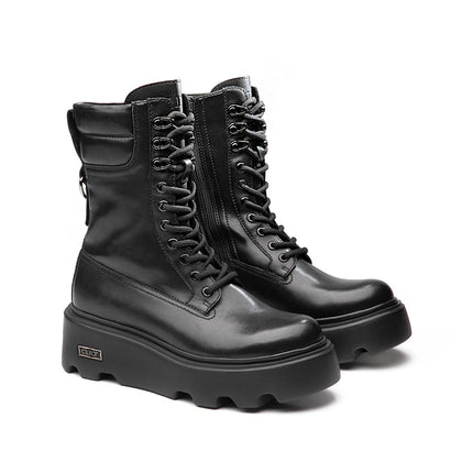 Anfibi Cult Donna con Zeppa in Pelle Nero - MARIO SPATARELLA