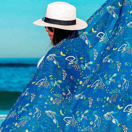Foulard Pareo in Cotone Stampato Fantasia Blu - MARIO SPATARELLA