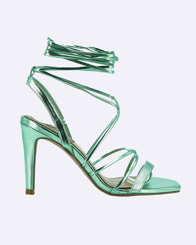 Sandalo Alto Laminato Verde Punta Quadrata - MARIO SPATARELLA