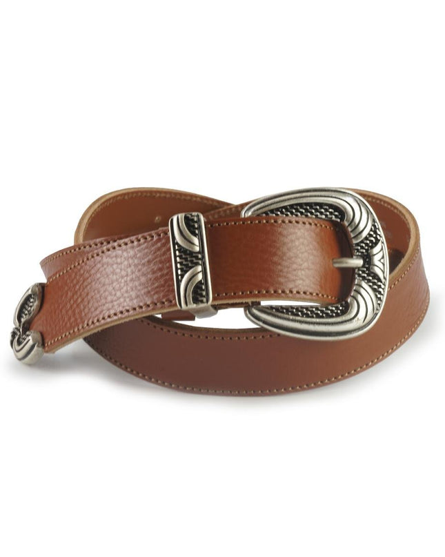 Cintura Donna in Pelle Cuoio con Fibbia Texana - MARIO SPATARELLA