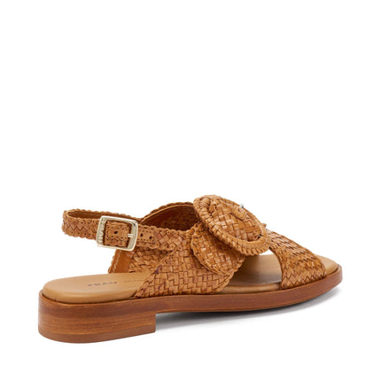 Frau Sandali Donna Bassi in Pelle Intrecciata Cuoio - MARIO SPATARELLA