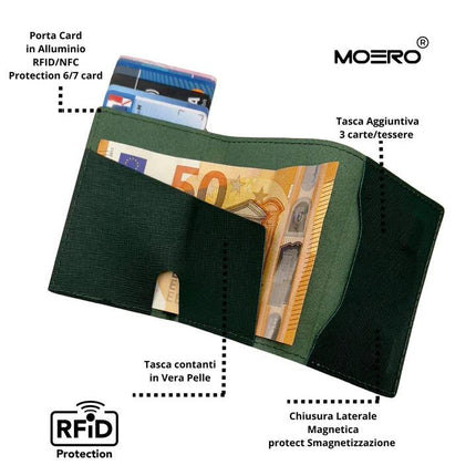 Moero Pro Saffiano Green Zip Portafoglio Slim - MARIO SPATARELLA
