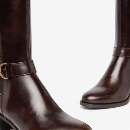 Neroo Giardini Stivali Donna Elastico Polpaccio Pelle Moro - MARIO SPATARELLA