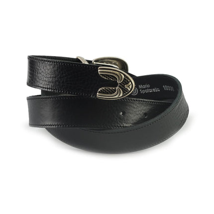 Cintura Donna in Pelle Nero con Fibbia Texana - MARIO SPATARELLA