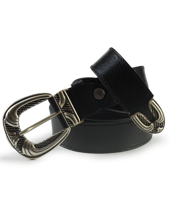 Cintura Donna in Pelle Nero con Fibbia Texana - MARIO SPATARELLA
