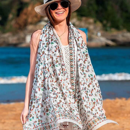 Foulard Pareo in Cotone Stampato Fantasia Rosso - MARIO SPATARELLA