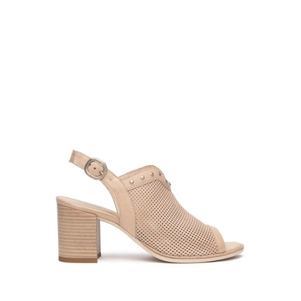 Nero Giardini Sandali Donna con Tacco in Pelle Champagne Traforata - MARIO SPATARELLA