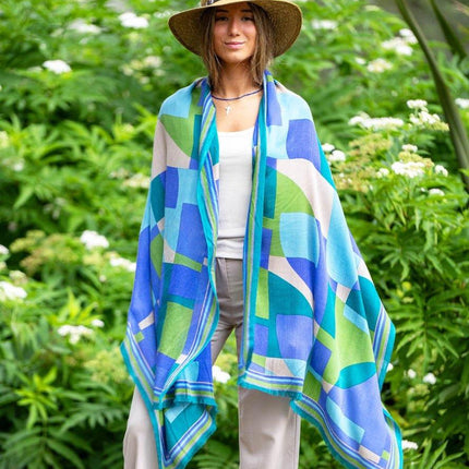 Foulard in Lana Misto Seta Blu - MARIO SPATARELLA