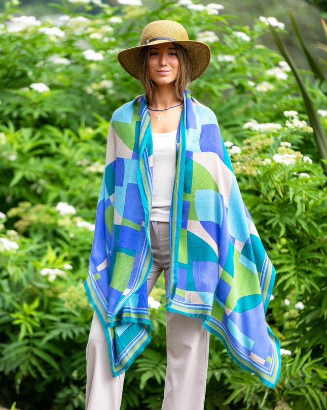 Foulard in Lana Misto Seta Blu - MARIO SPATARELLA