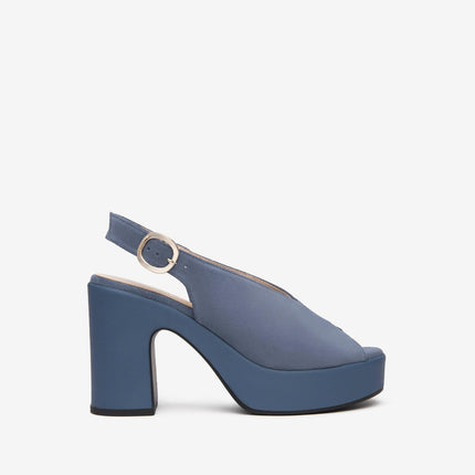 Nero Giardini Sandali Donna Spuntato con Tacco e Plateau in Camoscio Avio - MARIO SPATARELLA