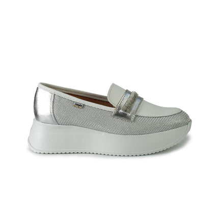 Callaghan Mocassini Donna in Pelle e Tessuto Argento - MARIO SPATARELLA