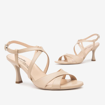 Nero Giardini Sandali Donna con Tacco Rocchetto in Pelle Lino - MARIO SPATARELLA