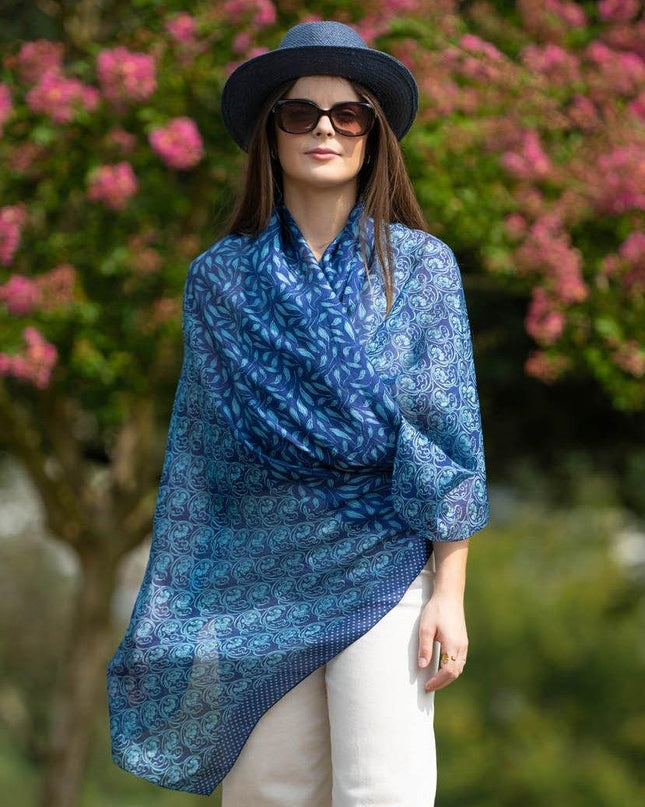 Foulard Pareo in Seta Stampa Blu - MARIO SPATARELLA