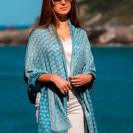 Foulard in Lana Misto Seta Azzurro - MARIO SPATARELLA