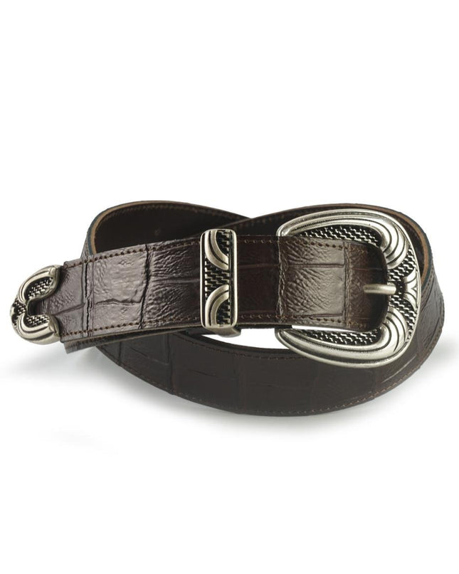 Cintura Donna in Pelle Cocco Moro e Fibbia Texana - MARIO SPATARELLA